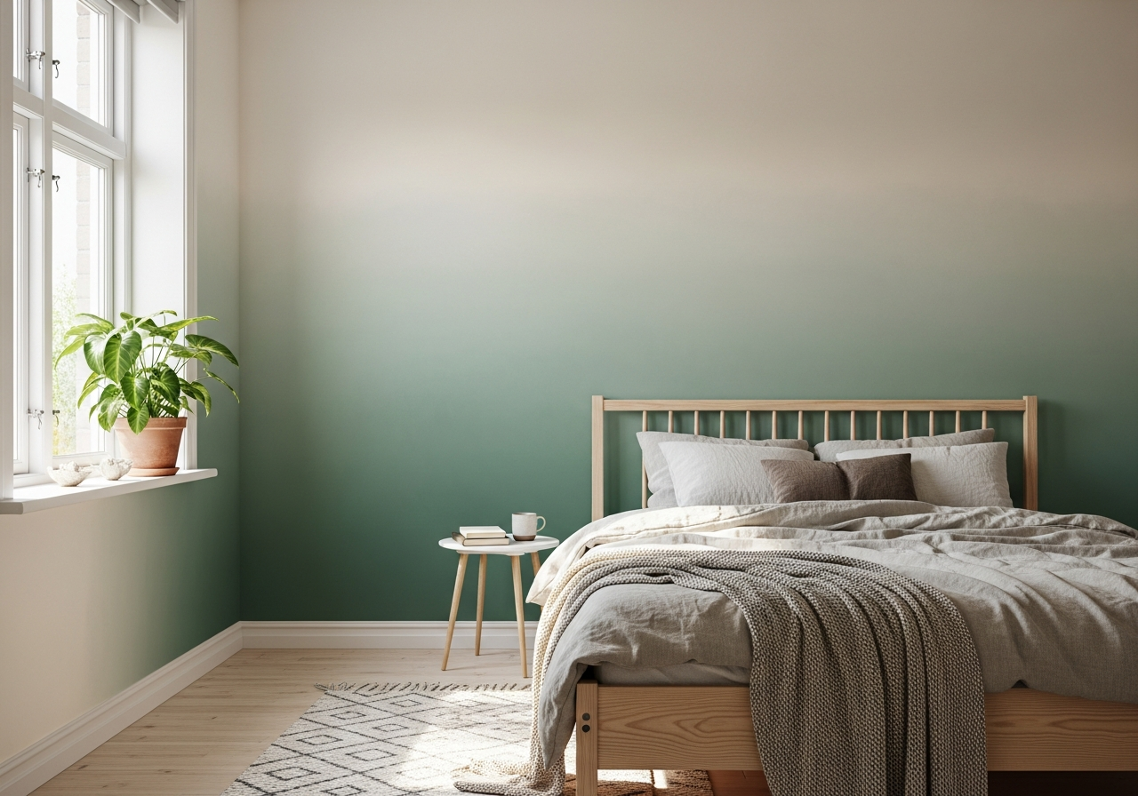 Омбре на стене — плавный переход цвета в интерьере